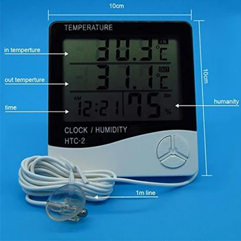 HTC-2 Temperatură Digital LCD umiditate termometru Electronic kilometrajul Ceas Stația Meteorologică Interne și Externe