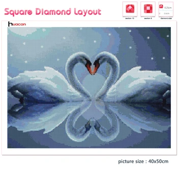 Huacan Diamant Pictura Swan 5D DIY Diamant Broderie Plină de Afișare Animal Pietre Full Pătrat de Mozaic Decor Acasă Cadou