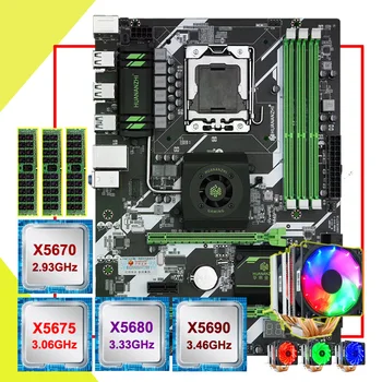 HUANANZHI X58 Deluxe Placa de baza Pachet Personalizat CPU Xeon X5670/X5675/X5680/X5690 cu 6 Heatpipes Cooler RAM 48G(3*16G) RECC