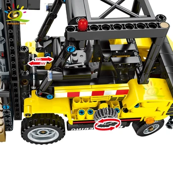 HUIQIBAO 556PCS Stivuitor Camion de Model Blocuri de Constructii Tehnice de Inginerie Masina de Oras Cărămizi de Construcție Jucarii Pentru Copii Cadouri