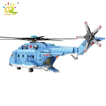 HUIQIBAO 908PCS Z-18 Mare Elicoptere Utilitare Blocuri Militare Armata City Avion Avion Model de Cărămizi Copii Jucarii Cadou