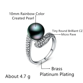 Huitan Epocă Cocktail Ring cu Curcubeu de Culori Creat Pearl Moda Stil Gotic Bijuterii Îndrăgostiților Cadou Inele pentru Lover