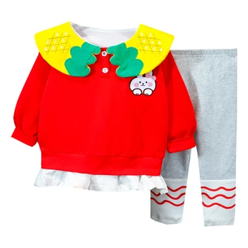 HYLKIDHUOSE 2021 Primăvară Fete pentru Copii Seturi de Îmbrăcăminte de Iepure Dantela Tricou Pantaloni Copii, Copii, Casual, Haine Copil Haine pentru Sugari