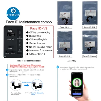 I2C IFace V8 Programator Reparatii iPhone Fața ID-ul Nu Funcționează pe iPhone X-11Pro max Fața ID-ul de Reparații Instrument de a Înlocui Dot Matrix Cablu