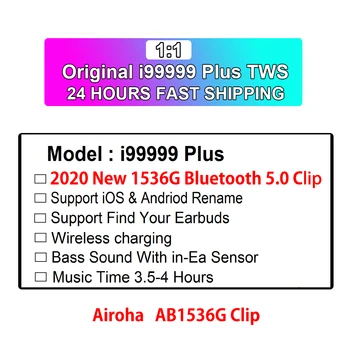 I99999 Plus TWS Căști Wireless Air2 Redenumi Bluetooth 5.0 Cască de Control al Volumului Super Bass Pavilioane PK i90000 TWS i90000 Max