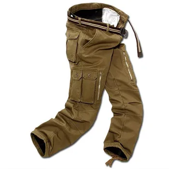 Iarna Barbati Casual Multi Buzunare Militare Largi Tactice îngroșa Fleece Pantaloni Barbati Pantaloni Cargo Liber termice pantaloni Cald 29-40
