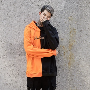 Iarna barbati negru alb portocaliu mozaic punk, hip-hop hoodie streetwear femei harajuku casual, jachete amuzant fleece hoody