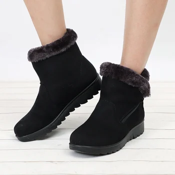 Iarna Cald Glezna Cizme Femei Platformă Plană Cu Fermoar Din Blana De Pluș Cizme De Zapada Doamnelor Pantofi 2020 Moale Confortabil Femeie Încălțăminte Nouă