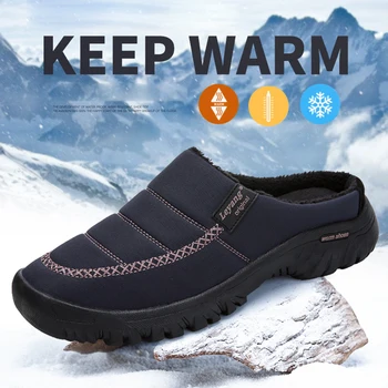Iarna Cald Papuci cu Fuzzy de Pluș Garnitură de Alunecare pe Pantofi Casă Cuplu de Interior, de Exterior Anti-Alunecare de Cauciuc Unic Om Încălțăminte