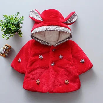 Iarna Copilul Copil Fete Cu Gluga Haina De Flori Drăguț Îmbrăcăminte De Haine Pentru Sugari, Sacou Cald Copiii Nou-Născuți Haine Haine Pentru Copii