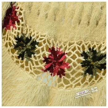 Iarna femei mohair tricotate cargidans doamna maneca 3/4 broderie flori pulovere femei croșetat flori cargidans pulovere