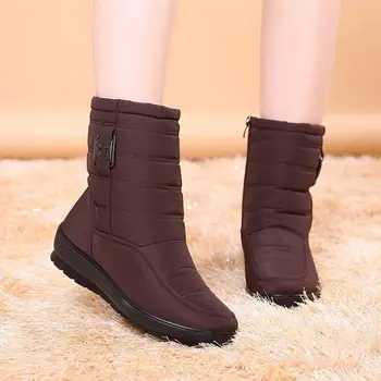 Iarna glezna cizme pentru femei pantofi de cald rotund toe fermoar pantofi femei cizme 2021 moda solid casual pantofi pentru femeie cizme de zapada pentru femei