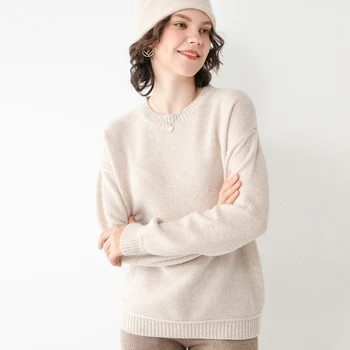Iarna lână păroasă tricot pulover de cașmir mai gros cald de lână tricot topuri de sex feminin bat cu mâneci lungi pierde tur-gât pulover F2185