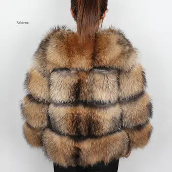 Iarna Noi de Mediu haină de blană de vulpe scurtă secțiune cald îngroșarea fals blană de vulpe jacheta de moda de lux slim real haină de blană pentru femei