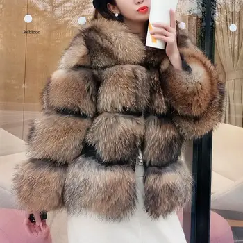 Iarna Noi de Mediu haină de blană de vulpe scurtă secțiune cald îngroșarea fals blană de vulpe jacheta de moda de lux slim real haină de blană pentru femei