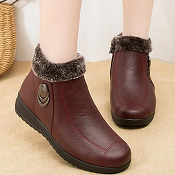 Iarna Noi Pantofi Femei Cizme de Zăpadă de Pluș Cald Doamnelor Moale Plat Glezna Cizme pentru Mama Casual Confortabil Femei Feetwear