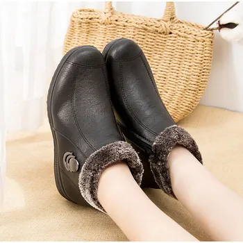 Iarna Noi Pantofi Femei Cizme de Zăpadă de Pluș Cald Doamnelor Moale Plat Glezna Cizme pentru Mama Casual Confortabil Femei Feetwear
