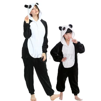 Iarna Panda Onesie Femei Adulți Animal Pijamale Kigurumi Cusatura Pijamale Flanel Pijamale Copii Costum Fată Băiat Pătură Traverse