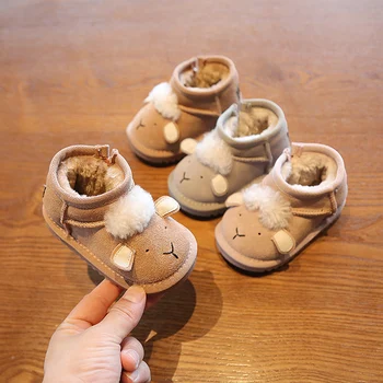 Iarna pentru Copii Baieti Fete Cizme de Zapada 1-2-3 Ani Copilul Vechi de Bumbac captusite Pantofi Drăguț desen Animat de Oaie Piele naturala