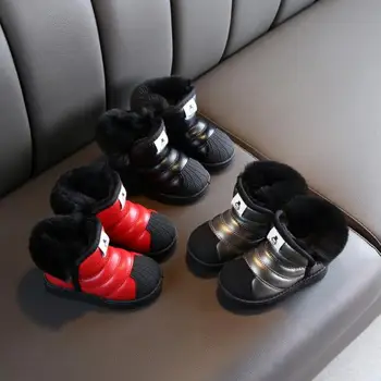 Iarna pentru Copii Fete Baieti Cizme de Zapada de Pluș Cald în aer liber pentru Copii Cizme Impermeabil anti-alunecare Copii Cizme de Pluș pentru Sugari Pantofi de Bumbac
