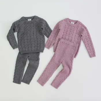 Iarna tricotat pulover Pulover+Pantaloni pentru Baieti Tricot Treninguri 0-4 Ani Băieți Fete Costum de Toamna Copii Băieți Fete Seturi de Îmbrăcăminte
