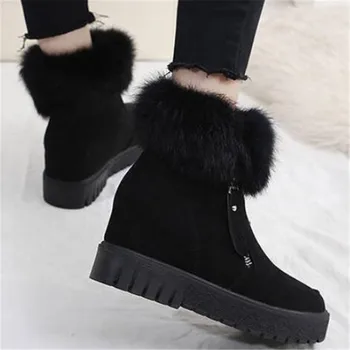 Iarna în aer liber cald blana Cizme de zapada pentru femei 2020 nou non-alunecare îngroșat de Pluș pantofi pentru femei Retro cu fermoar platforma casual pantofi