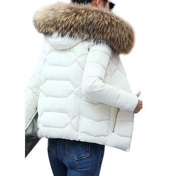 Iarna în Jos Jachete de Moda pentru Femei Haină Călduroasă de Bumbac Îngroșarea Hanorac Guler de Blană Jachete cu Gluga Detasabila Capac Haine de Iarnă