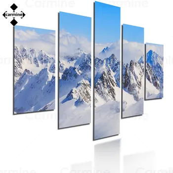 Iarnă Zăpadă Scena Postere si Printuri 5 Bucati Hd Panza Tablou Peisaj Frumos, de Arta de Perete de Perete Poze Tablouri Living
