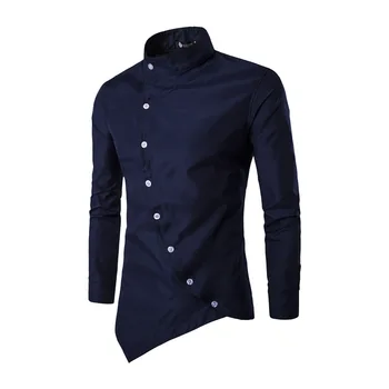 IceLion 2021 Noi de Primavara-Vara cu Maneci Lungi Tricou Barbati Solid Oblic Butonul Mens Shirt Stand Guler Casual de Îmbrăcăminte pentru Bărbați Cămăși