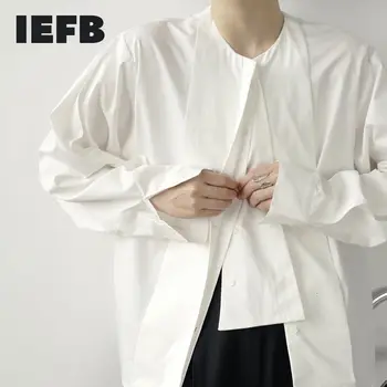 IEFB /uzura bărbați Nișă simplu la rece cu stil scurt fata piesa împletit detaliu de design supradimensionat tricou alb de bumbac largi topuri Y3377