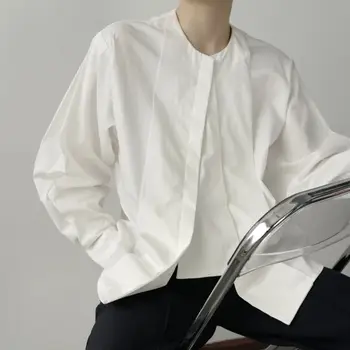 IEFB /uzura bărbați Nișă simplu la rece cu stil scurt fata piesa împletit detaliu de design supradimensionat tricou alb de bumbac largi topuri Y3377