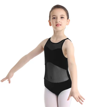 IEFiEL Fete Balet Imbracaminte Plasă de Închidere cu Fermoar Spate Balerina Liric Costume de Dans Gimnastica Tricou Body pentru Copii
