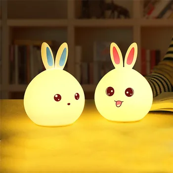 Iepure de desene animate a CONDUS Lumina de Noapte la Distanță, Senzor de Iluminat Colorate USB Silicon Iepuras Lampă de Noptieră pentru copii Copii Copii