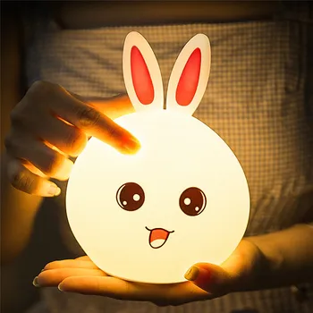 Iepure de desene animate a CONDUS Lumina de Noapte la Distanță, Senzor de Iluminat Colorate USB Silicon Iepuras Lampă de Noptieră pentru copii Copii Copii