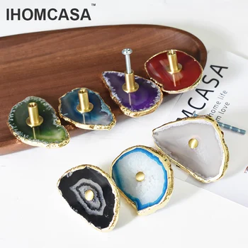 IHOMCASA Nordic Stil Lux Naturale Agat Cristal Neregulate Cabinet Butonul Sertar dulap Trage Mânere Mobilier mâner de Alamă