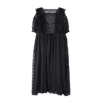 Imakokoni design original negru flori ochiurilor rochie simplă sălbatice fusta de vara pentru femeie nou 203023（L dimensiune este vândut）
