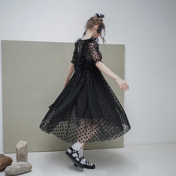 Imakokoni design original negru flori ochiurilor rochie simplă sălbatice fusta de vara pentru femeie nou 203023（L dimensiune este vândut）