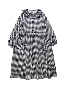 Imakokoni guler de dantelă verifica rochie polka dot design original Japonez rochie de sex feminin 2020 primăvară 202896