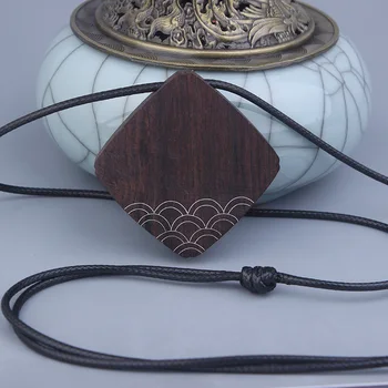 Imboss introduce lemn etnice Negru lemn de Trandafir colier,din oțel inoxidabil model de bun augur nori sculptură colier vintage ,