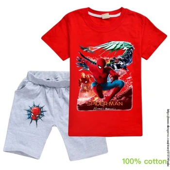 Imbracaminte copii Set Baieti de Vara Disney SpiderMan T Camasa +Pantaloni 2 buc Sport Costum Copil Copii Copii Costum de Haine de Moda Casual