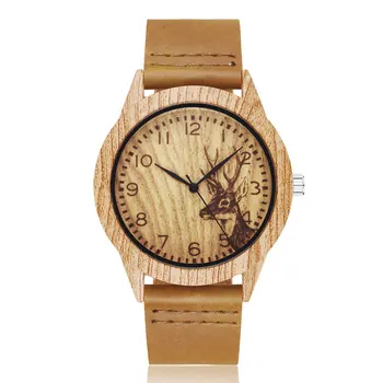 Imitație de Lemn ceas Barbati Casual Leaher Curea Cuarț Ceas Minimalist Ceasuri de mână de sex Masculin Doamnelor Ceas Cadouri Reloj de madera