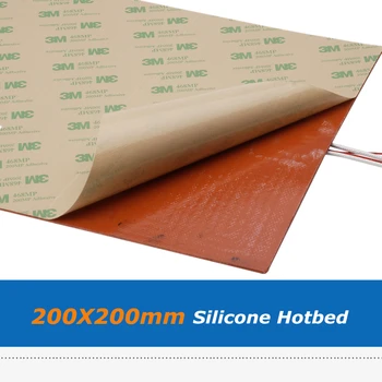 Imprimanta 3D Accesorii Gel de Siliciu Cald Tampon de Pat, 200*200mm 220V 600W Cauciuc Siliconic Încălzire Căldură Pat Cu Cablu