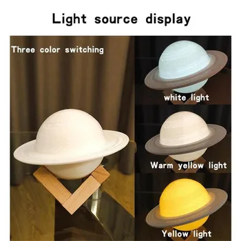 Imprimare 3D Saturn Lampă cu LED-uri Lumina de Noapte Decor Iluminat Luna Lampara de Încărcare USB Planeta Luminile Copii Copii Cadou 3D Creative