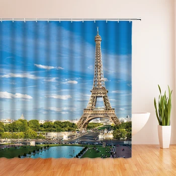 Imprimare 3D Turnul Eiffel Paris Baie, Perdele de Dus Impermeabil Tesatura de Poliester cu 12 Cârlig 200*180cm Cadă Cortina Decor Acasă
