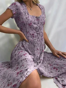 Imprimare florale rochie boho femei 2020 nou scurt-Maneca stil boem Rochie lunga femme holiday sling butonul rochie de vară 2020