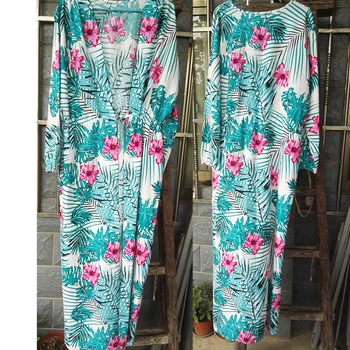 Imprimare Lungi Femei Rochie de Plaja traje de Bano Mujer Plaja acoperi Bikini acoperi Sarong Tunici de Plaja costum de Baie acoperă-up-uri