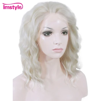 Imstyle Blonda Dantelă Față Peruci Pentru Femei Scurt Peruca Sintetica Adânc Val De Căldură Fibre Rezistente La 14