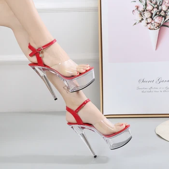 Incaltaminte Femei Vara Sandale Gladiator Sandale Femei Cu Platforma Pantofi De Vara Cu Toc Transparent Stripteuză Tocuri Pantofi De Nunta 2019