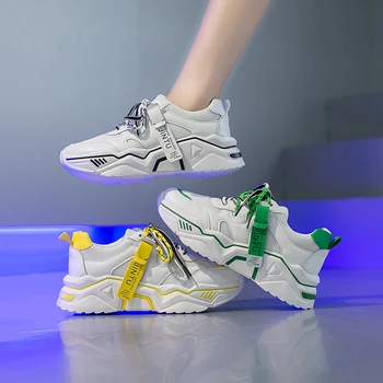 Indesata Adidasi Femei Amestecat Culori Mozaic Tălpi Groase Femei Pantofi Casual ochiurilor de Plasă Respirabil de Moda Dantelă-Up platforma adidasi