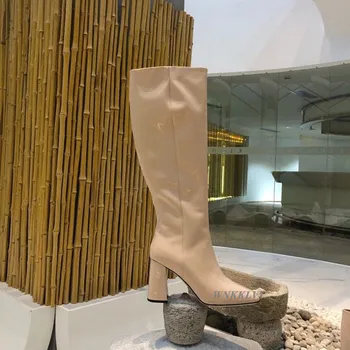 Indesata tocuri înalte Genunchi ridicat cizme femei piele strălucitoare spaure toe cavaler cizme lungi 2020 pista de Design de pantofi de Toamna botine
